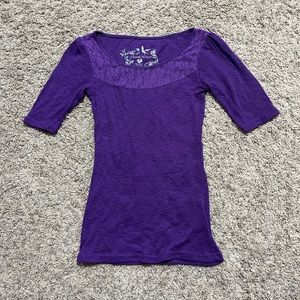 3 quarter sleeve purple blouse